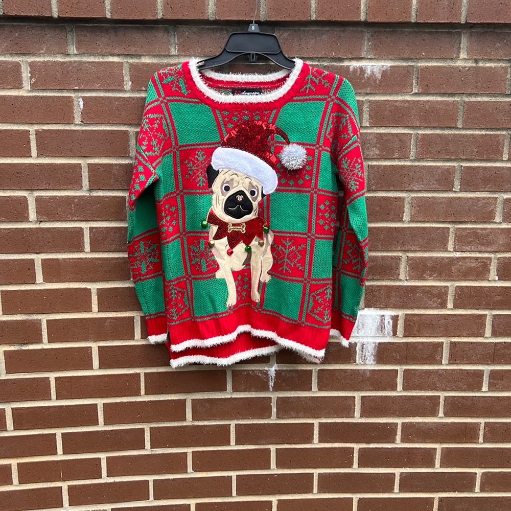 Pug Christmas Sweater Size S